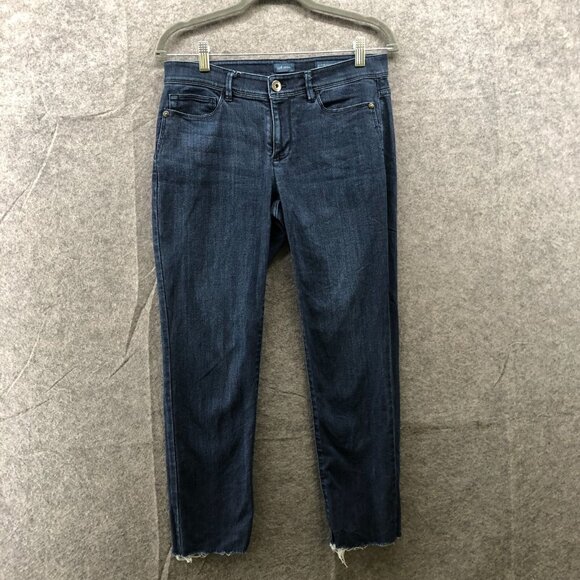 J. Jill Authentic Fit Slim Ankle Jeans Women 4 Blue Dark Wash Denim Cotton Blend - Picture 1 of 11